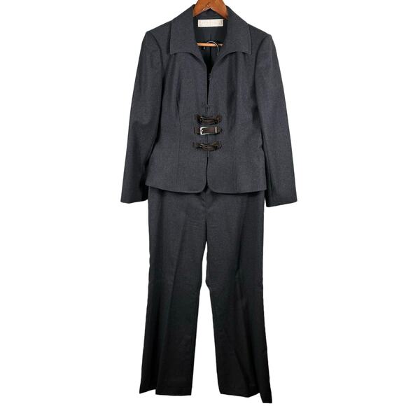 Valentino Women’s 3 Piece Vintage Pant Suit Size 10 with Size 8 Skirt Dark Gray - Picture 1 of 16
